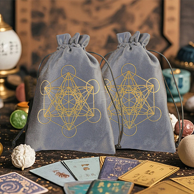 Rectangle Gold Stamping Velvet Tarot Storage Drawstring Bags for Divination ABAG-WH20001-25C-1