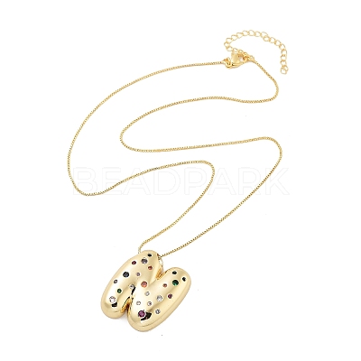 Brass Micro Pave Cubic Zirconia Letter Pendant Necklaces KK-Z069-01G-N-1