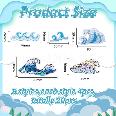 20Pcs 5 Styles Computerized Embroidery Cloth Iron on/Sew on Patches PATC-HY0001-86-1