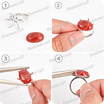 1Pc Adjustable Rhodium Plated 925 Sterling Silver Ring Findings STER-BBC0006-89-1