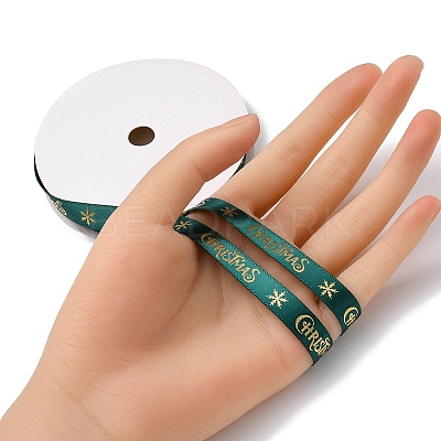Flat Christmas Theme Polyester Satin Ribbon OCOR-YWC0001-01B-03-1