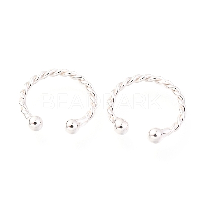 Rhodium Plated 925 Sterling Silver Cuff Earrings EJEW-H124-10P-1