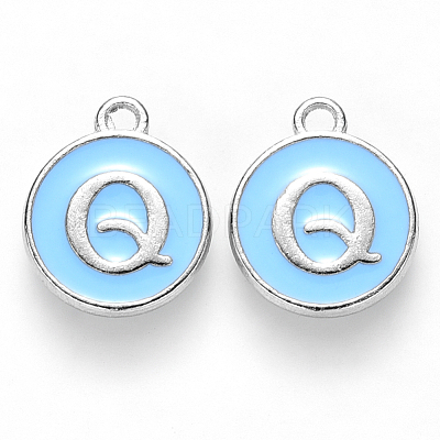 Platinum Plated Alloy Enamel Charms ENAM-S118-04Q-P-1