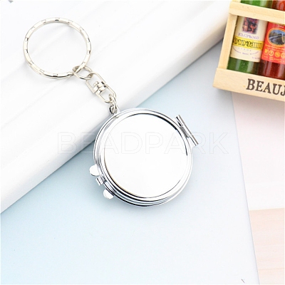 Iron Folding Mirror Keychain DIY-D079-01A-1