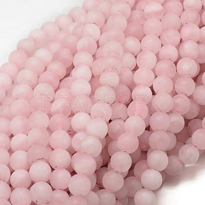 Frosted Natural Rose Quartz Bead Strands G-J120-30-8mm-1