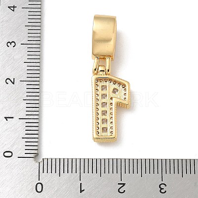Brass Clear Cubic Zirconia European Dangle Charms KK-R003-01G-01-1