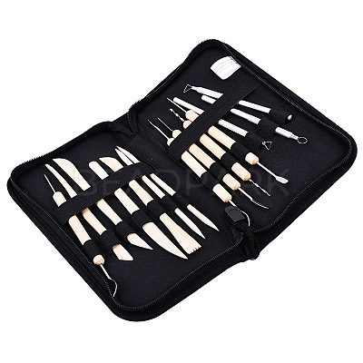 Wooden Handle Pottery Tool Sets AJEW-L072-51-1