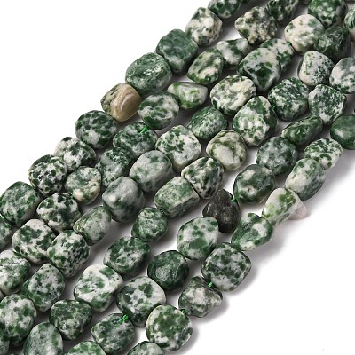 Natural Green Spot Jasper Beads Strands G-G146-A26-02-1