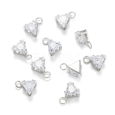 Brass Clear Cubic Zirconia Charms ZIRC-G170-15P-1
