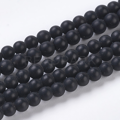 Natural Black Agate Beads Strands G-D543-3mm-1