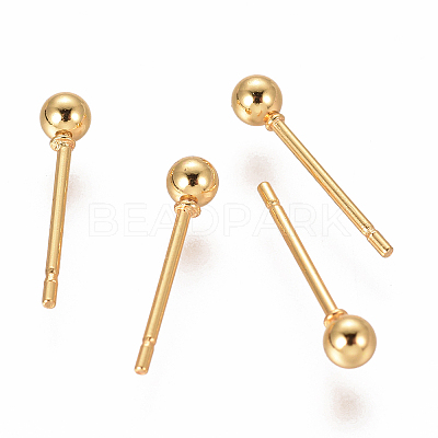 PVD Vacuum Plating 304 Stainless Steel Ball Stud Earrings EJEW-I232-01A-G-1