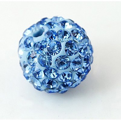 Grade A Round Light Sapphire Pave Disco Ball Beads X-RB-H258-8MM-211-1