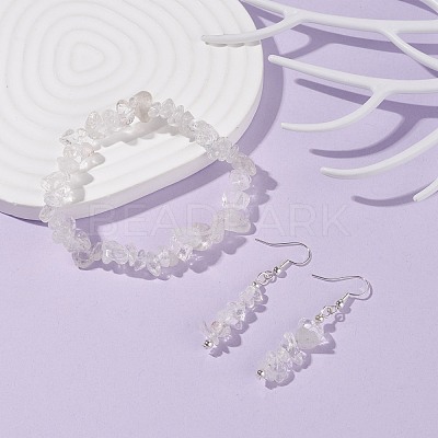 Natural Quartz Crystal Chips Beaded Jewelry Set SJEW-JS01232-05-1