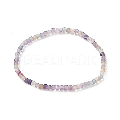 Natural Gemstone Cube Beaded Stretch Bracelet for Women BJEW-JB08976-1