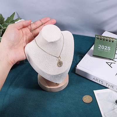 Bust Shaped Wooden Necklace Display Stands NDIS-WH0003-019B-01-1