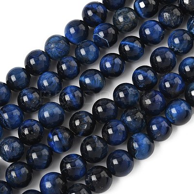 Grade B Natural Tiger Eye Beads Strands G-F591-18-8mm-01-1