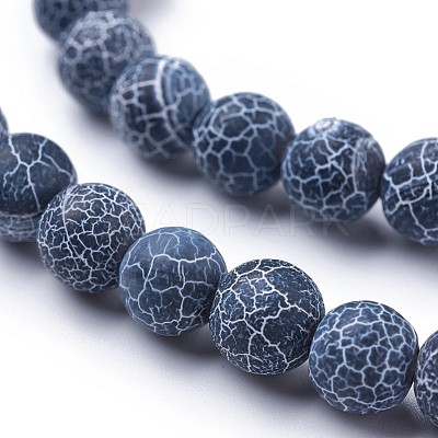 Frosted Natural Weathered Agate Beads Strands X-G-F367-8mm-05-1