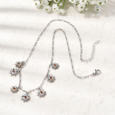 Brass Micro Pave Cubic Zirconia Sun Pendant Necklaces NJEW-B157-16P-1