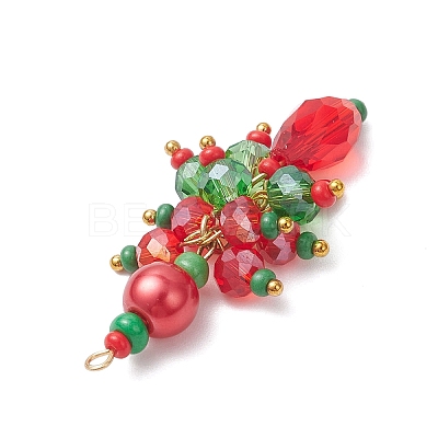 Glass Beaded Christmas Tree Pendants PALLOY-MZ01024-1