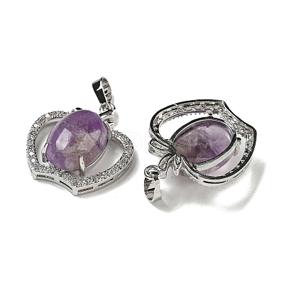Natural Amethyst with Clear Cubic Zirconia Pendants G-G133-03P-24-1