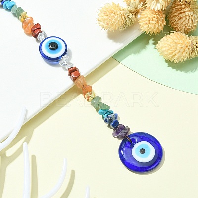 Gemstone Chip Beaded Pendant Decorations HJEW-JM01129-02-1