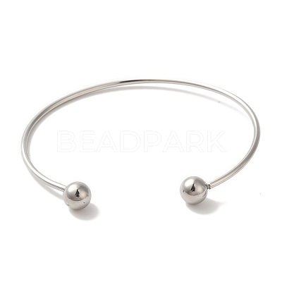 Non-Tarnish 304 Stainless Steel Open Cuff Torque Bangles for Women BJEW-Z071-01P-1