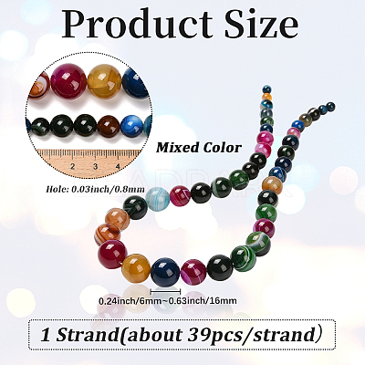 1 Strand Natural Banded Agate Graduated Beads Strands G-PA0002-04A-1