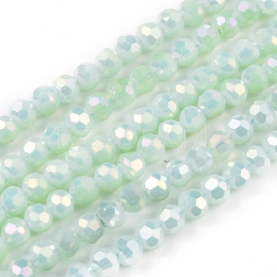 Round Full Rainbow Plated Faceted(32 Facets) Electroplate Glass Beads Strands X-EGLA-J130-FR17-1