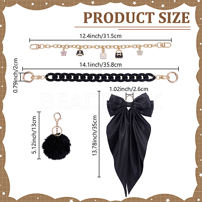 4Pcs Aluminium Bag Extender Chains & Pendant Decoration HJEW-FG00045-1