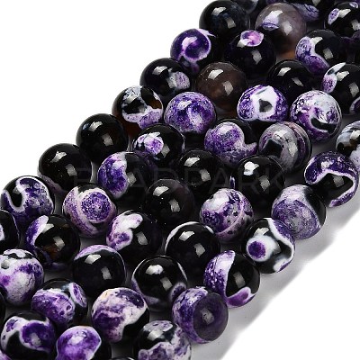 Dyed Natural Fire Crackle Agate Beads Strands G-G203-10E-10mm-1
