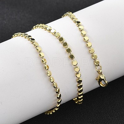 Brass Flat Ball Chain Necklaces for Women NJEW-U035-01G-1