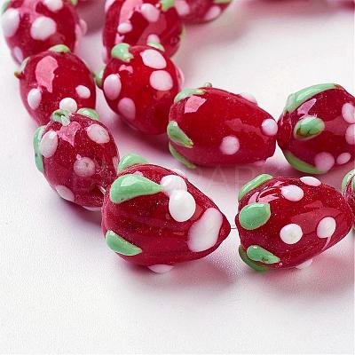 Handmade Lampwork 3D Strawberry Beads LAMP-R109A-15-1