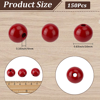 Spray Painted Round Natural Schima Wood Beads WOOD-PA0001-81C-02-1