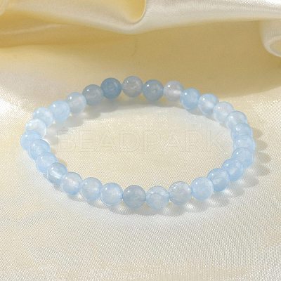 Natural & Dyed White Jade Bead Stretch Bracelets BJEW-K212-A-018-1