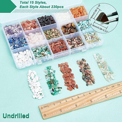 3500Pcs 15 Style Natural & Synthetic Mixed Gemstone Beads G-NB0003-09-1