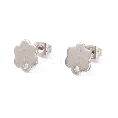 Non-Tarnish 201 Stainless Steel Stud Earring Findings with Hole EJEW-A071-10A-P-1