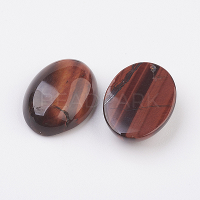 Natural Dyed & Heated Red Tiger Eye Flat Back Cabochons G-G741-25x35mm-13-1