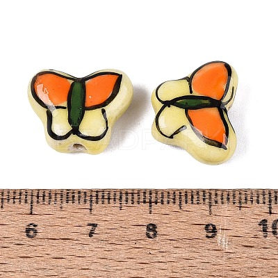 Hand Painted Butterfly Porcelain Beads PORC-Q006-05B-1