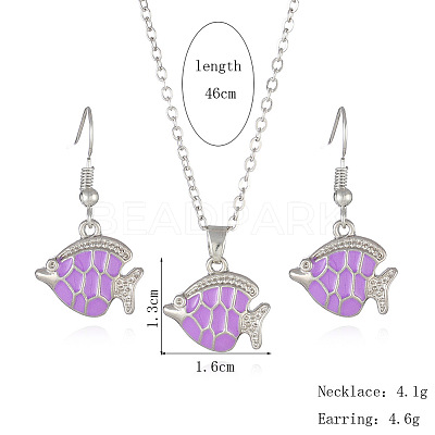 Alloy Enamel Pendant Necklaces & Dangle Earrings Sets FS-WGBC05C-01-1