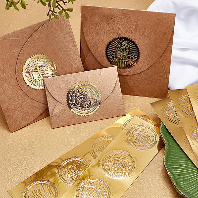 Plastic Self Adhesive Gold Foil Embossed Stickers DIY-WH0211-058-1