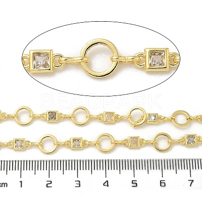 Rack Plating Brass Glass Link Chains CHC-P012-02G-1