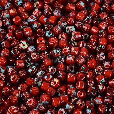 Opaque Picasso Glass Beads SEED-Q039-05A-A05-1