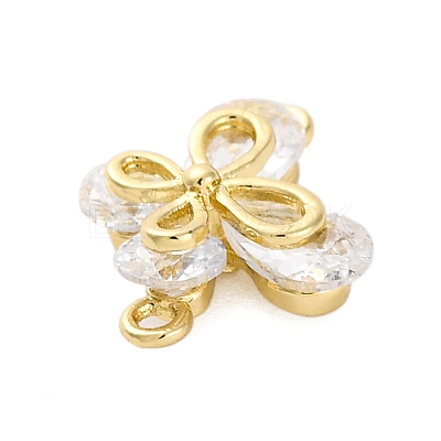 Brass Clear Cubic Zirconia Connector Charms/Links FIND-L019-07G-09-1