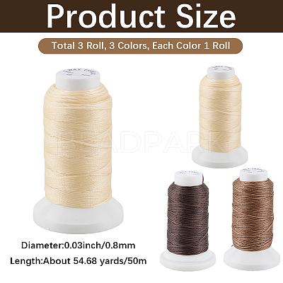 3 Rolls 3 3 Colors Flat Waxed Polyester Cord OCOR-CL0001-12A-1