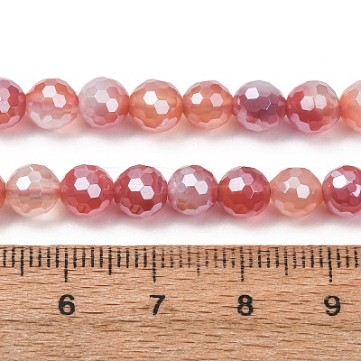 Electroplated Natural Agate Beads Strands G-B191-A07-6mm-15-1