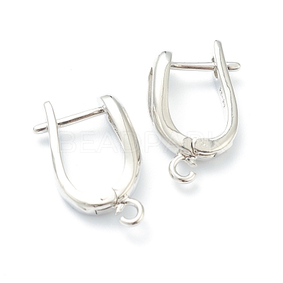 U Shape Brass Hoop Earring Findings with Latch Back Closure KK-J278-39P-1