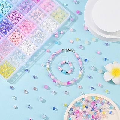 DIY Round Acrylic Beads Jewelry Making Finding Kits DIY-YW0011-64-1