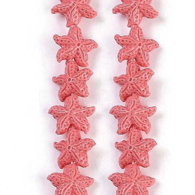 Synthetic Coral Dyed Carved Beads Strands X-CORA-K009-06A-08-1