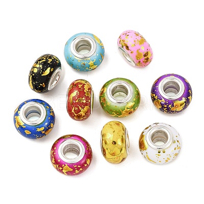 Opaque Resin Rondelle European Beads RESI-Z046-01-1