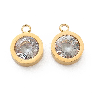 304 Stainless Steel Rhinestone Charms STAS-Z009-16G-1